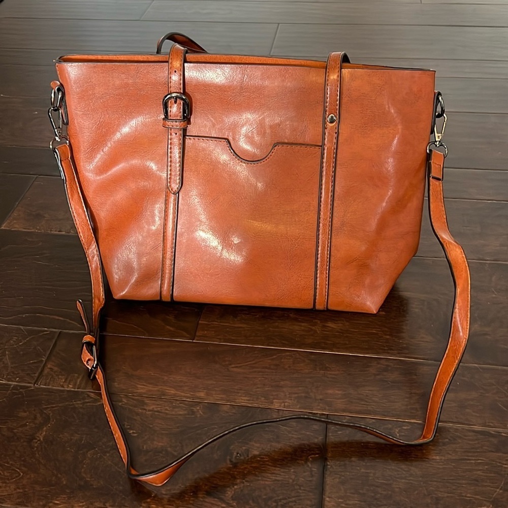 Genuine brown leather messenger bag